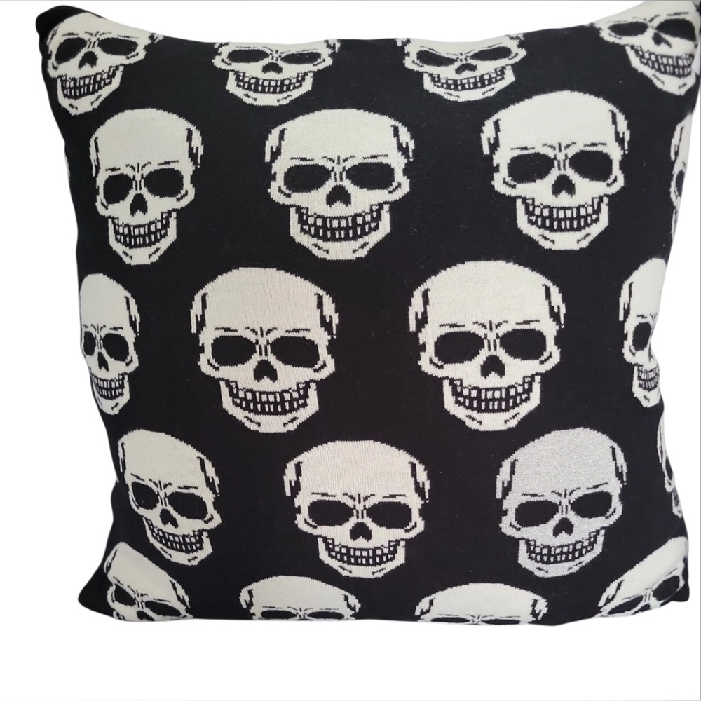 Mortar And Bone Throw Pillows Skulls Halloween 20"x20" soft knit Goth